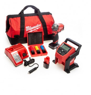 Milwaukee M12 FPP3AK-402B dekk kraftpakke sett (1 x 4,0Ah + 1 x 2,0Ah batterier) levert verktøy veske