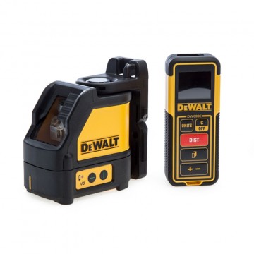 Dewalt DW0889CG 2-delers twinpack DW088CG grønn krysslaser + DW099E avstandsmåler
